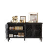 60" Antique Buffet Cabinet with Floral Carvings with Solid Wood Legs&Antique Brass Handles&Adjustable Shelves, TV Stand for 65''+ TV, Sideboard for Living Room,Dining Room (Black) - Image 5