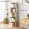 5 Tier Rotating Bookshelf, 360° Display Round Spinning Bookshelf, Space-Saving, Small Space Rotating Bookshelf Tower for Bedroom, Living Room, Home, Office, Wood Color - Image 12