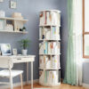 5 Tier Rotating Bookshelf, 360° Display Round Spinning Bookshelf, Space-Saving, Small Space Rotating Bookshelf Tower for Bedroom, Living Room, Home, Office, Wood Color - Image 11