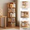 5 Tier Rotating Bookshelf, 360° Display Round Spinning Bookshelf, Space-Saving, Small Space Rotating Bookshelf Tower for Bedroom, Living Room, Home, Office, Wood Color - Image 16