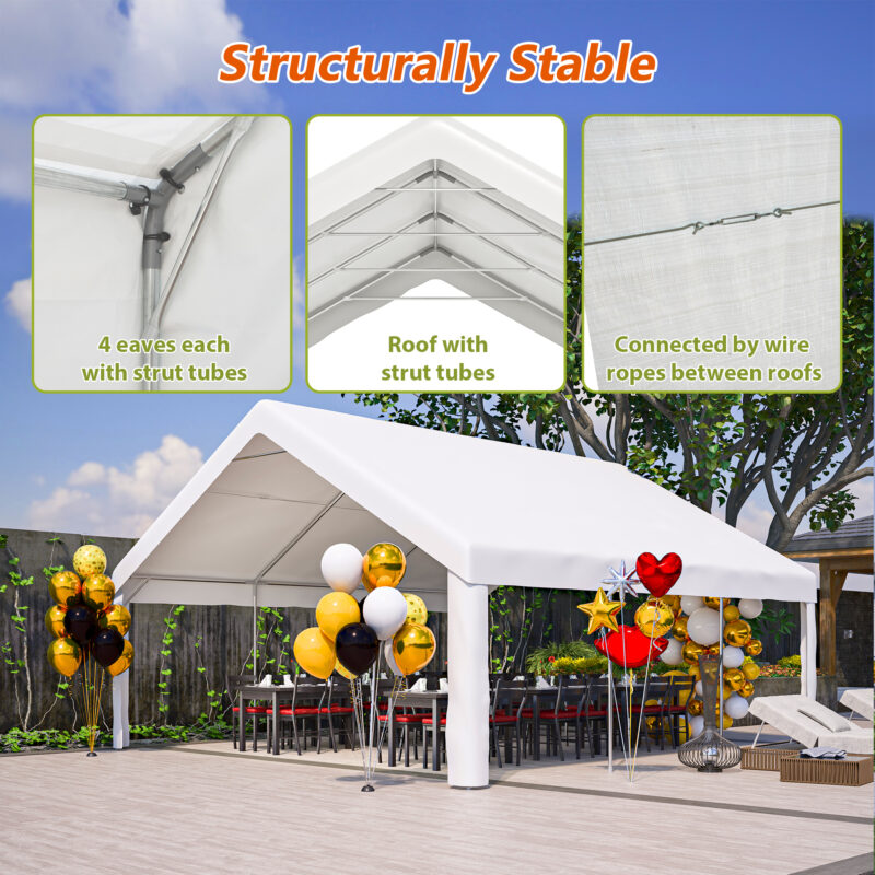 20x20 FT Party Tent with 2 Storage Bags & Removable Sidewalls, Outdoor Canopy Gazebo for Carport Camping Garden Wedding BBQ Commercial - Image 2