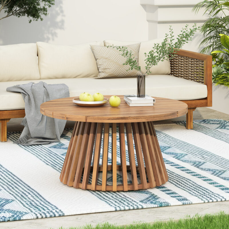 Acacia Wood Patio Coffee Table - Image 8