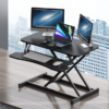 32 Inch Desk Converter, Height Adjustable Sit to Stand Riser, Dual Monitor and Laptop Workstation with Wide Keyboard Tray