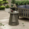 Outdoor Acacia Wood Patio Side Table, Round Coffee Table for Backyard, Lawn, Balcony,Grey Finish