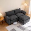 YI DANICA Modular Cloud Couch Sectional, Comfy Deep Seat Sectional Sofa with Moveable Ottoman, Over-Sized Modular Cloud Sofa, Cloud Couches for Living Room (Black, 2 Seater & 1 Ottoman)