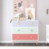 Kids 3 Drawer Dresser, Baby Nightstand for Bedroom, Storage Cabinet for Toddler Child for Living Room, Toddler Room, Nursery, Closet, Apartment (Colorful)