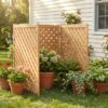 3-Panel Outdoor Air Conditioner Fence Screen, Outside Wood Privacy Fence, 32" W x 38" H