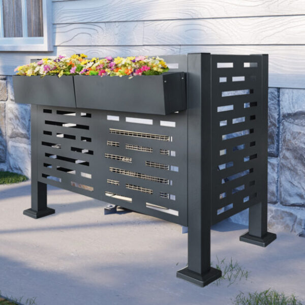 4ftx2ft Air Conditioner Fence for Outdoor Units,Metal Privacy Fence Cover, Perfect to Conceal Air Conditioning Units,3- Fence Panels