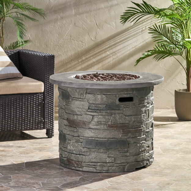 cropped-Lifestyle-Main-Image-61-scaled-1.jpg Outdoor 32" Round MgO Propane Fire Pit, Grey Top - 40,000 BTU - Image 1