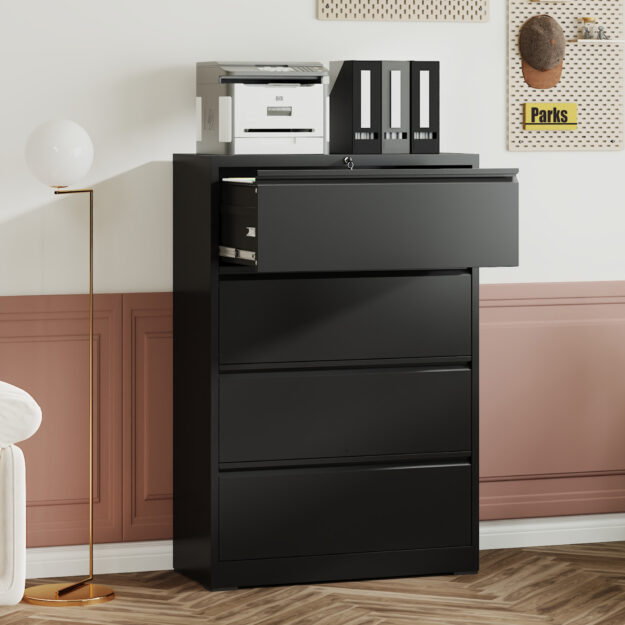 cropped-Other-Image1-23.jpg 4 Drawer Lateral File Cabinet, Heavy Duty Metal Filing Cabinet, 35.4 Inch Wide Locking File Cabinet for Home Office, Space-Saving Vertical Storage with Anti-Tip Interlock, for Letter/Legal/A4 Files - Image 1