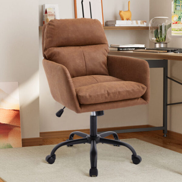Artificial leather, PU leather, black base, adjustable in height, suitable for office, bedroom, dressing table and other environments. An office chair
