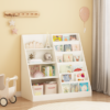 Kids Bookshelf and Toy Storage Organizer, Multifunctional 4 Tier Wooden Kids Book Shelf with Bookcase Display Stand in Kids Room Playroom Nursery for Kids, Children, Toddlers