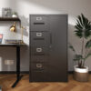 Metal Storage Vertical Filing Cabinet with Lock, Steel File Locker with 4 Drawers and 1 door for School, Living Room, Bedroom, Office (Black)