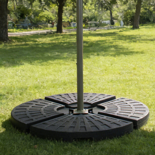 cropped-W2505P446053111.jpg Heavy-Duty Fan-Style Cantilever Umbrella Base, 4-Panel Refillable with Water/Sand (220 lbs), Weatherproof HDPE with Metal Lock Hooks, Stackable & Portable, Black – for Backyard, Lawn, Pool - Image 1