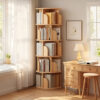 5 Tier Rotating Bookshelf, 360° Display Round Spinning Bookshelf, Space-Saving, Small Space Rotating Bookshelf Tower for Bedroom, Living Room, Home, Office, Wood Color