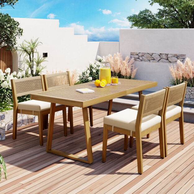 cropped-c2eb7177530b934cecac96bc188ab93d.jpg U_Style Multi-person Outdoor Acacia Wood Dining Table and Chair Set, Thick Cushions, Suitable for Balcony, Vourtyard, and Garden - Image 1