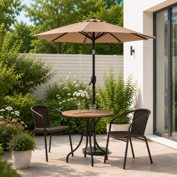 10FT Patio Umbrella, Outdoor Market Yard Umbrella, Sun Shade Umbrella with Push Button Tilt and Crank Mechanism for Garden, Deck, Pool and Backyard, Not Include Umbrella Base