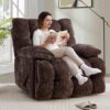 Oversized Rocker Recliner Chair 42” Power Swivel Recliner for Living Room Overstuffed Extra Wide Rocking Recliners with Breathable Soft Fabric Up to 400lbs