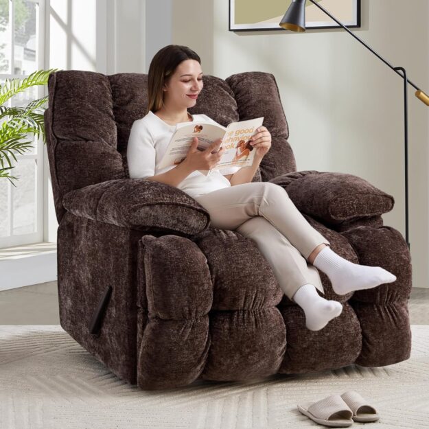 cropped-主图.jpg Oversized Rocker Recliner Chair 42” Power Swivel Recliner for Living Room Overstuffed Extra Wide Rocking Recliners with Breathable Soft Fabric Up to 400lbs - Image 1