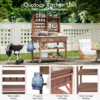 K&K 64.9"H Outdoor Potting Bench Table with Lockable Wheels, Solid Wood Outdoor Kitchen Island with Upper Hutch, Stainless Steel Top, Towel Rack ,Outdoor Storage for Grilling, Lawn Garden -Grey Blue - Image 38