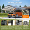 12X20 FT Metal Carport, Outdoor Car Shelter All Weather, Heavy Duty Outdoor Galvanized Car Shelter for Car Boat Truck and SUVs Black - Image 8
