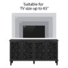 60" Antique Buffet Cabinet with Floral Carvings with Solid Wood Legs&Antique Brass Handles&Adjustable Shelves, TV Stand for 65''+ TV, Sideboard for Living Room,Dining Room (Black) - Image 4