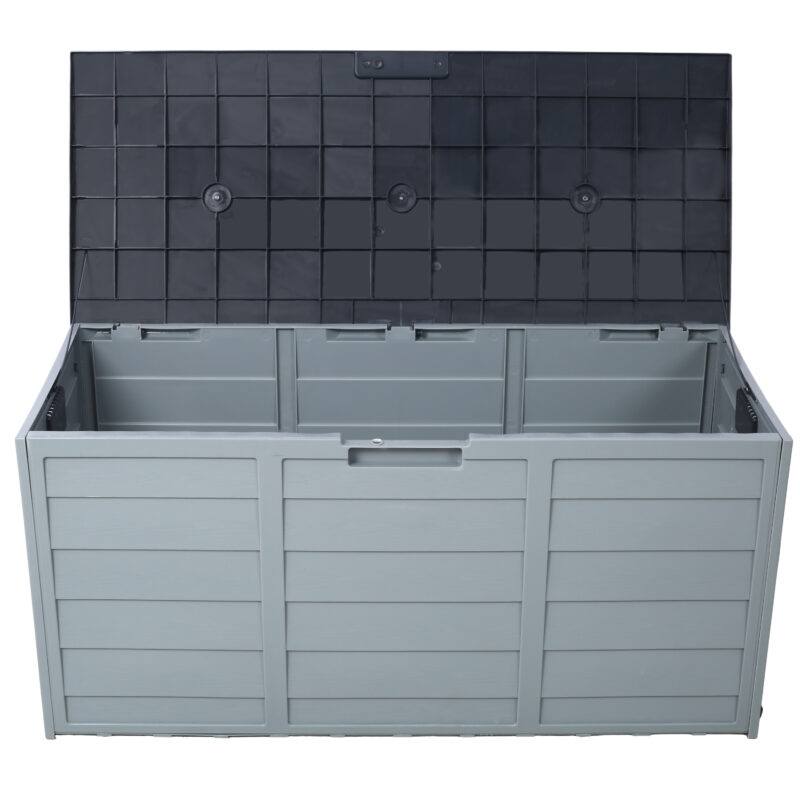 All Weather UV Pool Deck Box Storage Shed Bin Backyard Patio Outdoor w/ Wheel,75 Gallon Resin Deck Box-Organization and Storage for Patio Furniture Outdoor Cushions,Garden Tools and Pool Toys - Image 14