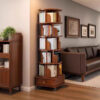 (UPGRADED) Rotating Bookshelf, 360 Display Corner Bookshelf for Small Space, 6 Tier Bookcase Storage Rack with Wheels, Wood Narrow Organizer for Bedroom, Living Room, Study Room, Walnut Brown - Image 12