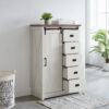 5 Drawers Dresser w/Sliding Barn Door, Farmhouse Modern Tall Dresser 5 Chest of Drawers, Storage Organizer Dresser for Bedroom, Hallway, Living Room, Kids Room WHITE - Image 2