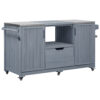K&K 66.5" Outdoor Kitchen Island for Big Green Egg Grills, Solid Wood Outdoor Grill Cart for Tabletop Grill with Stainless Steel Top, Drawer, Compatible with Large Big Green Egg, Kamado Joe- Grey Blue - Image 12