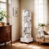 (UPGRADED) Rotating Bookshelf, 360 Display Corner Bookshelf for Small Space, 6 Tier Bookcase Storage Rack with Wheels, Wood Narrow Organizer for Bedroom, Living Room, Study Room, Walnut Brown - Image 7