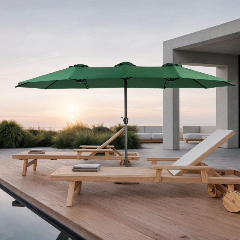 14.8 Ft Double Sided Outdoor Umbrella Rectangular Large with Crank - Image 2