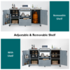 K&K 66.5" Outdoor Kitchen Island for Big Green Egg Grills, Solid Wood Outdoor Grill Cart for Tabletop Grill with Stainless Steel Top, Drawer, Compatible with Large Big Green Egg, Kamado Joe- Grey Blue - Image 6