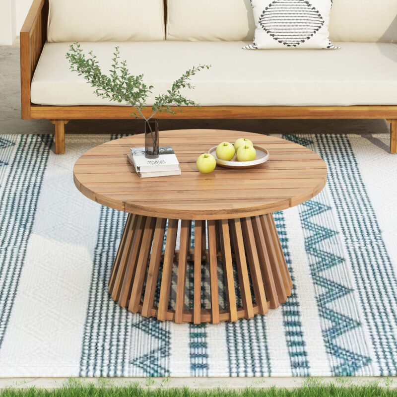 Acacia Wood Patio Coffee Table - Image 9
