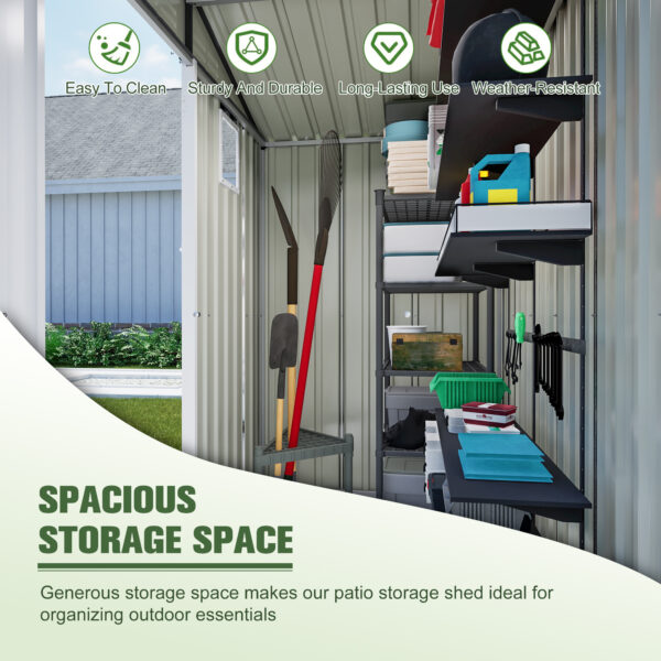 Metal Outdoor Storage Shed 6FT x 4FT, Steel Utility Tool Shed Storage House , Metal Sheds Outdoor Storage for Backyard Garden Patio Lawn (6' x 4'),Gray