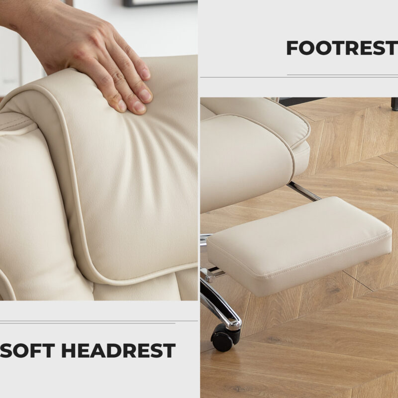 Office Chair, Big and Tall Executive Office Chair with Footrest, Leather Computer Chair, Ergonomic Reclining Chair High Back, Large Home Office Chair - Image 10