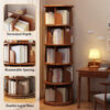 5 Tier Rotating Bookshelf, 360° Display Round Spinning Bookshelf, Space-Saving, Small Space Rotating Bookshelf Tower for Bedroom, Living Room, Home, Office, Wood Color - Image 6