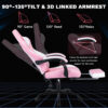 Ergonomic Video Gamer Chairs,Computer Gaming Chairs with Massage Lumbar Support and footrest,Racing Style Computer Chair Adjustable Headrest for Adults,Pink White - Image 6