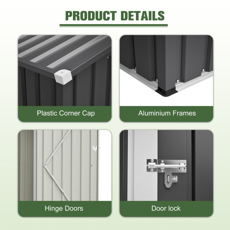 Metal Outdoor Storage Shed 6FT x 4FT, Steel Utility Tool Shed Storage House , Metal Sheds Outdoor Storage for Backyard Garden Patio Lawn (6' x 4'),Gray - Image 2