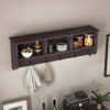 White Entryway Wall Mounted Coat Rack with 4 Dual Hooks Living Room Wooden Storage Shelf - Image 16