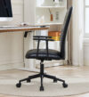 Antique black PU leather color office chair, with armrest, high backrest, soft foam seating, 360 degree swivel , up and down adjustable gaslift,black powder coated frame,five star base, black wheels - Image 3