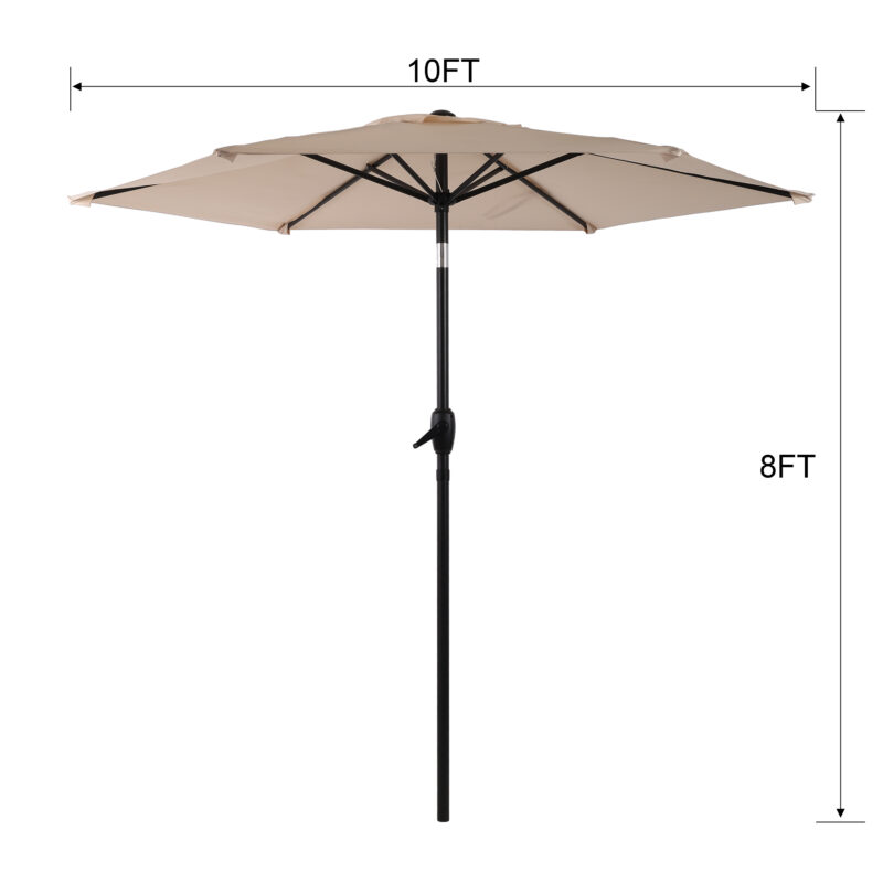 10FT Patio Umbrella, Outdoor Market Yard Umbrella, Sun Shade Umbrella with Push Button Tilt and Crank Mechanism for Garden, Deck, Pool and Backyard, Not Include Umbrella Base - Image 24