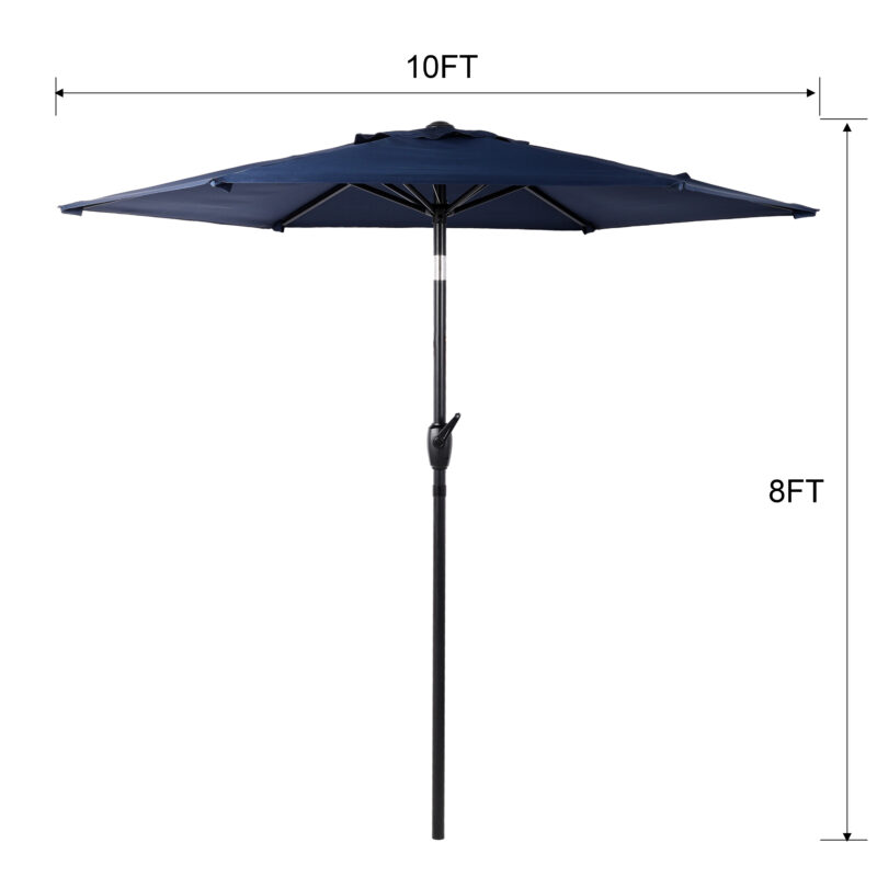 10FT Patio Umbrella, Outdoor Market Yard Umbrella, Sun Shade Umbrella with Push Button Tilt and Crank Mechanism for Garden, Deck, Pool and Backyard, Not Include Umbrella Base - Image 20