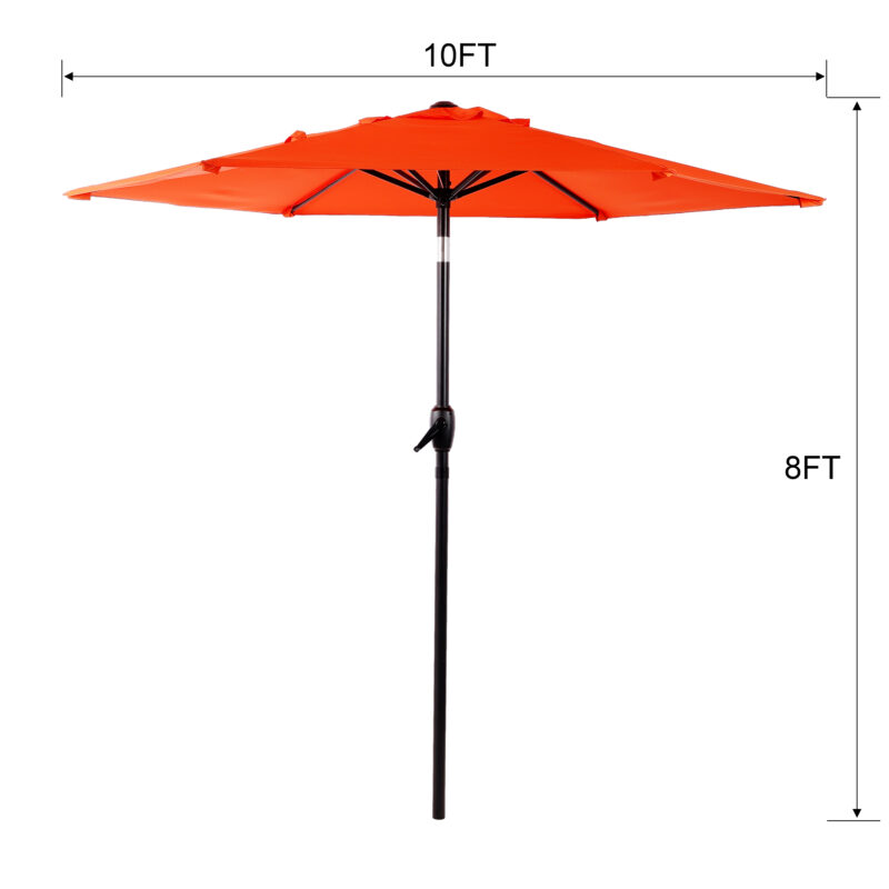 10FT Patio Umbrella, Outdoor Market Yard Umbrella, Sun Shade Umbrella with Push Button Tilt and Crank Mechanism for Garden, Deck, Pool and Backyard, Not Include Umbrella Base - Image 9