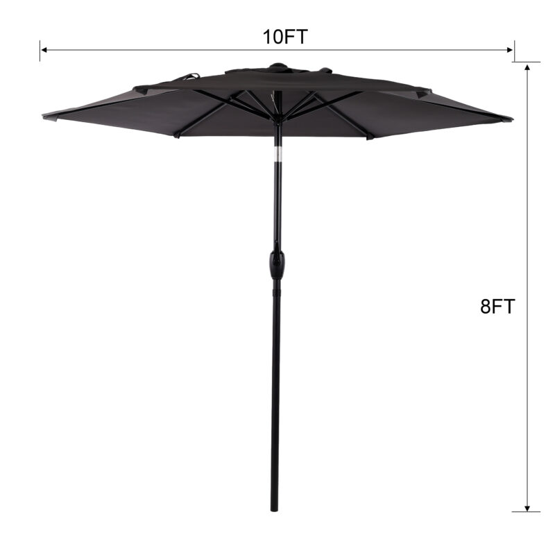 10FT Patio Umbrella, Outdoor Market Yard Umbrella, Sun Shade Umbrella with Push Button Tilt and Crank Mechanism for Garden, Deck, Pool and Backyard, Not Include Umbrella Base - Image 14