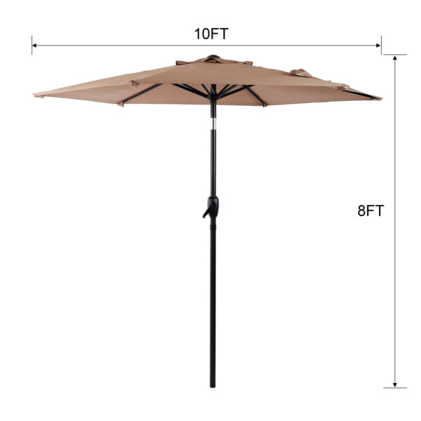 10FT Patio Umbrella, Outdoor Market Yard Umbrella, Sun Shade Umbrella with Push Button Tilt and Crank Mechanism for Garden, Deck, Pool and Backyard, Not Include Umbrella Base