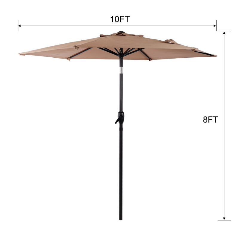 10FT Patio Umbrella, Outdoor Market Yard Umbrella, Sun Shade Umbrella with Push Button Tilt and Crank Mechanism for Garden, Deck, Pool and Backyard, Not Include Umbrella Base - Image 2