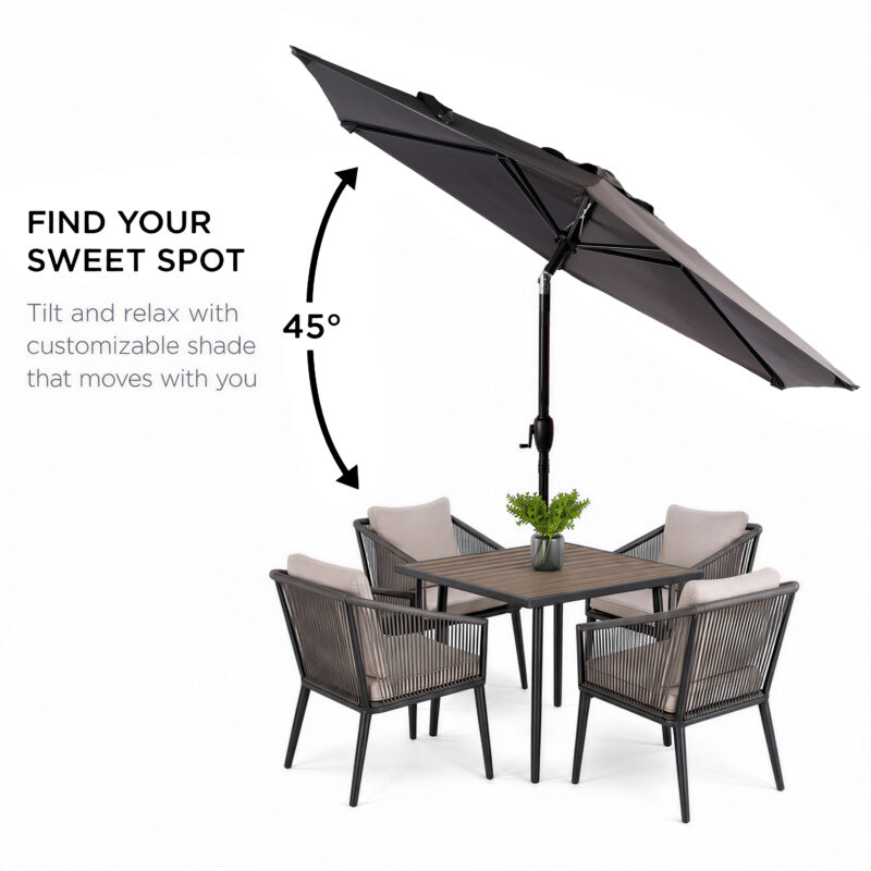 10FT Patio Umbrella, Outdoor Market Yard Umbrella, Sun Shade Umbrella with Push Button Tilt and Crank Mechanism for Garden, Deck, Pool and Backyard, Not Include Umbrella Base - Image 11
