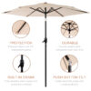 10FT Patio Umbrella, Outdoor Market Yard Umbrella, Sun Shade Umbrella with Push Button Tilt and Crank Mechanism for Garden, Deck, Pool and Backyard, Not Include Umbrella Base - Image 22