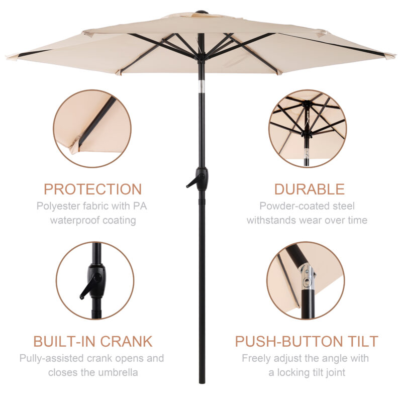 10FT Patio Umbrella, Outdoor Market Yard Umbrella, Sun Shade Umbrella with Push Button Tilt and Crank Mechanism for Garden, Deck, Pool and Backyard, Not Include Umbrella Base - Image 22